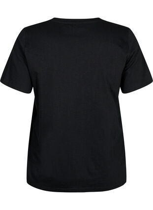 Zizzi Lyhythihainen perus t-paita, jossa on v-pääntie, Black, Packshot image number 1
