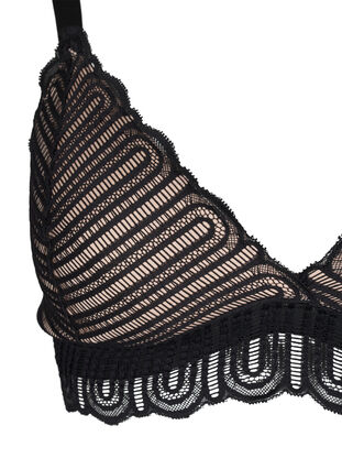 Zizzi Bralette-rintaliivit, joissa on pitsiä ja pehmeä toppaus, Black, Packshot image number 3