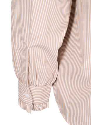 Zizzi Raidallinen paitapusero röyhelöillä, Silver Mink Stripe, Packshot image number 4