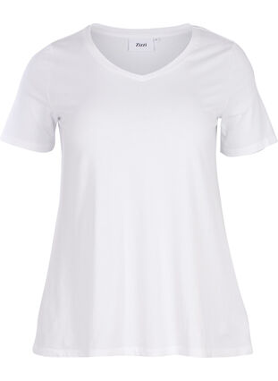 Zizzi Yksivärinen perus t-paita puuvillasta, Bright White, Packshot image number 0