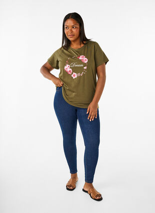 Zizzi FLASH – kuviollinen t-paita, Olive Night Flower, Model image number 2