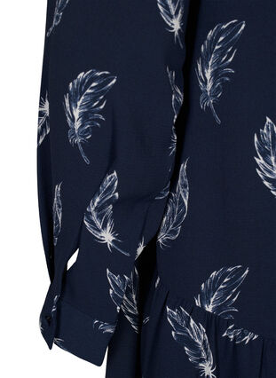 Zizzi Midi-mekko pitkillä hihoilla, Navy B. Feather AOP, Packshot image number 3