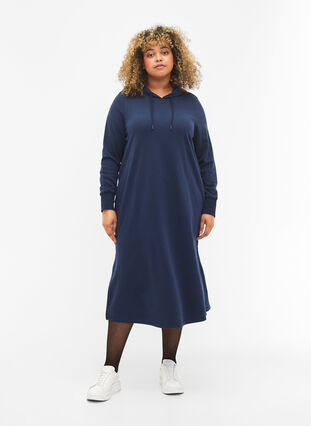 Zizzi Hupullinen collegepaitamekko, Dress Blues, Model image number 0