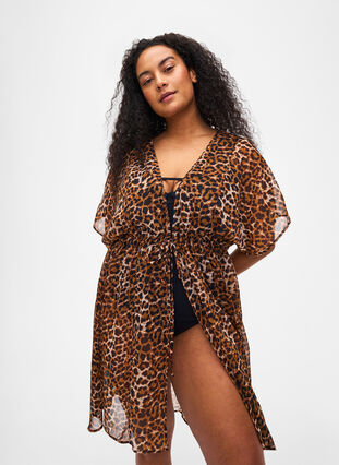 Zizzi Painokuvioitu rantakimono, Leopard, Model image number 2