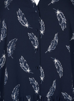 Zizzi Midi-mekko pitkillä hihoilla, Navy B. Feather AOP, Packshot image number 2