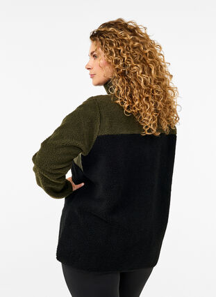 Zizzi Teddykangas-takki, jossa on kontrastivärit, Forest Night comb., Model image number 1