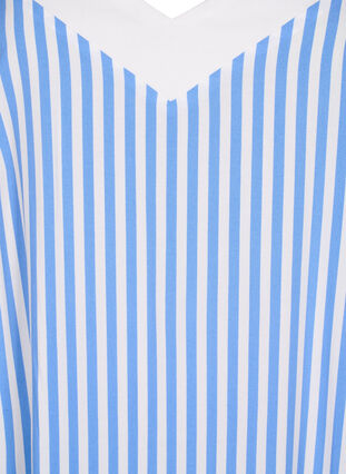 Zizzi FLASH - Raidallinen nauhaolkainmekko viskoosista, L. Blue White Stripe, Packshot image number 2