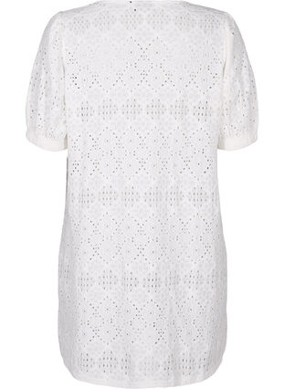 Zizzi Lyhyt mekko v-kaula-aukolla ja reikäkuviolla, Bright White, Packshot image number 1
