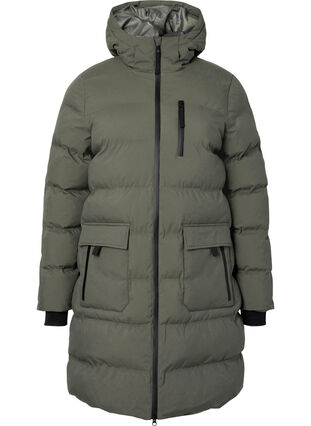 Zizzi Puffer-takki hupulla ja taskuilla, Beluga, Packshot image number 0