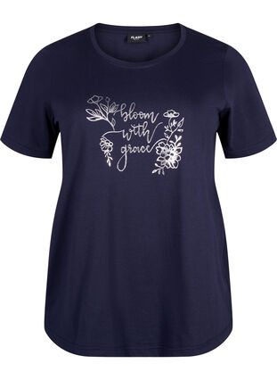 Zizzi FLASH – kuviollinen t-paita, Navy Blazer Bloom, Packshot image number 0