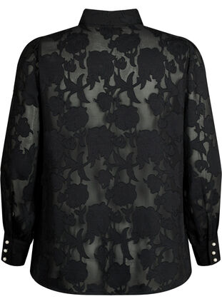 Zizzi Jacquard-paita helminapeilla, Black, Packshot image number 1