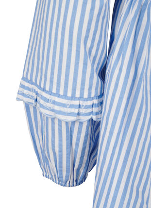 Zizzi Raidallinen pusero, jossa on avoin etuosa ja kirjottuja yksityiskohtia, C. Blue White Stripe, Packshot image number 3