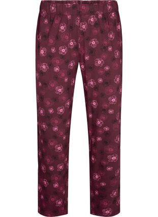 Zizzi Puuvillaiset pyjamahousut printillä, Fig Flower AOP, Packshot image number 0