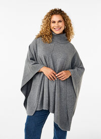 Poncho korkealla kauluksella, Medium Grey Melange, Model