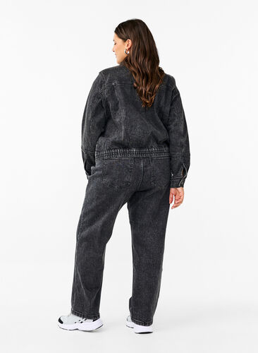 Zizzi Löysät farkut, joiden pituus on leikattu, Dark Grey Denim, Model image number 1