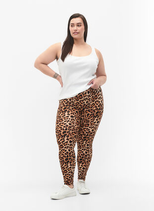 Zizzi Viskoosileggingsit leopardikuviolla, Leo, Model image number 2