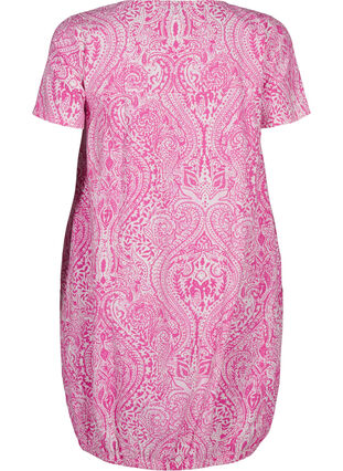 Zizzi Lyhythihainen puuvillamekko paisley-kuviolla, Shocking P. Paisley , Packshot image number 1