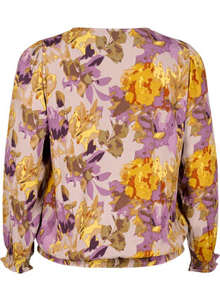 Zizzi Smock-pusero kukkakuviolla, Purple Flower, Packshot image number 1