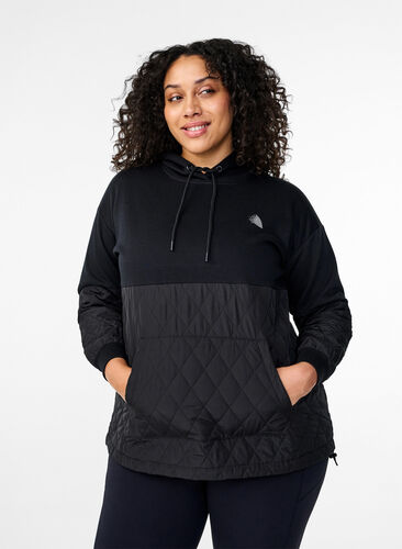 Zizzi Hupullinen ja tikattu collegepaita, Black, Model image number 0