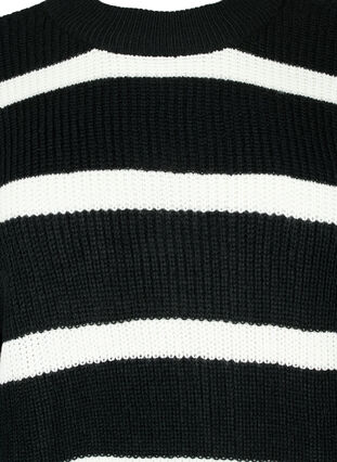 Zizzi FLASH – Raidallinen neulepusero, Black/White Stripe, Packshot image number 2