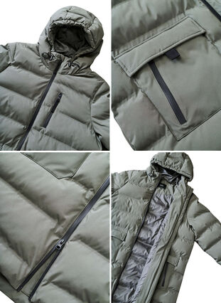 Zizzi Puffer-takki hupulla ja taskuilla, Beluga, Packshot image number 4