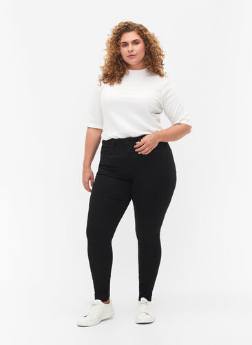 Zizzi Super slim Amy-farkut korkealla vyötäröllä, Black, Model image number 0