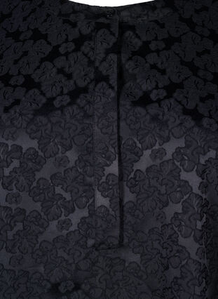 Zizzi Jacquard-mekko pitkillä hihoilla ja röyhelöillä, Black, Packshot image number 2