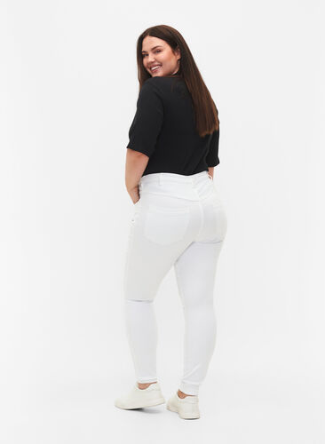 Zizzi Super slim Amy-farkut korkealla vyötäröllä, White, Model image number 1