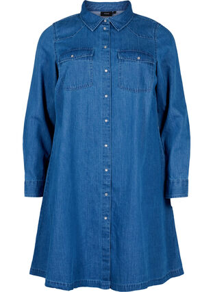 Zizzi Farkkumekko napeilla, Blue Denim, Packshot image number 0