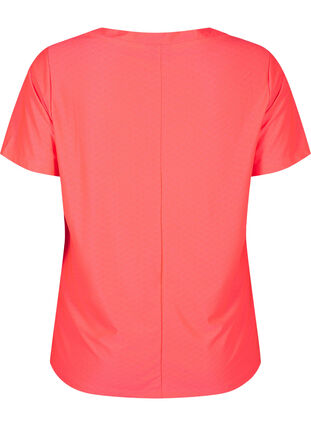Zizzi Treeni-t-paita, jossa on v-pääntie ja kuviointi, Fyring Coral ASS, Packshot image number 1