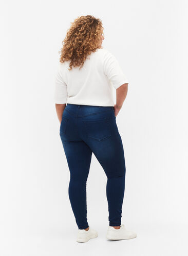 Zizzi Superkapeat Amy-farkut korkealla vyötäröllä, Blue Denim, Model image number 1