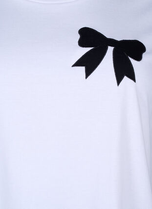 Zizzi Puuvillainen T-paita rusetilla, Bright Wh. W. Black , Packshot image number 2