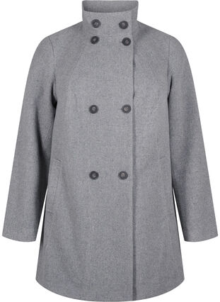 Zizzi Lyhyt A-linjainen trenssitakki, Light Grey Melange, Packshot image number 0