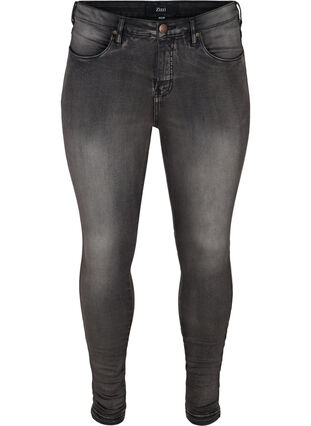 Zizzi Super slim Amy-farkut korkealla vyötäröllä, Dark Grey Denim, Packshot image number 0