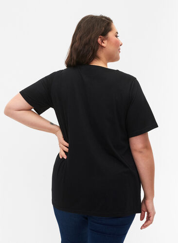 Zizzi FLASH - T-paita kuvalla, Black, Model image number 1