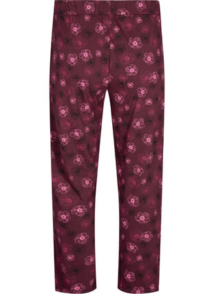 Zizzi Puuvillaiset pyjamahousut printillä, Fig Flower AOP, Packshot image number 1