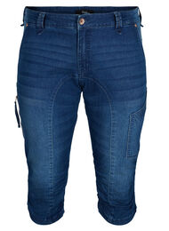 Slim fit farkkucaprit taskuilla, Dark blue denim