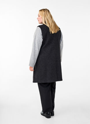 Zizzi Pitkä, villaiselta näyttävä liivi, Dark Grey Melange, Model image number 1