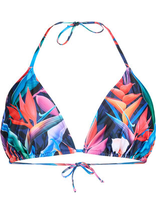 Zizzi Kolmiomallinen bikiniyläosa printillä, Bright Leaf, Packshot image number 0