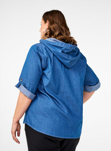 Zizzi Hupullinen denim-pusero, Medium Blue Denim, Model image number 1