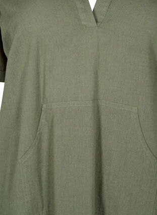 Puuvillan ja pellavan sekoitteesta valmistettu hupullinen mekko, Deep Lichen Green, Packshot image number 2