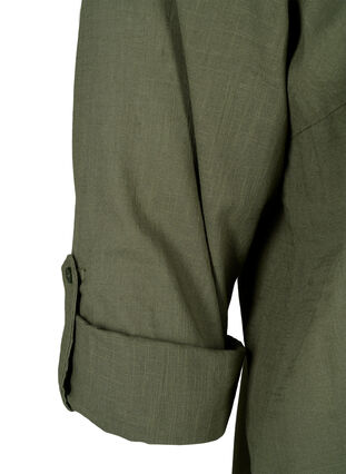 Zizzi Puuvillainen paitapusero v-aukolla, Thyme, Packshot image number 3