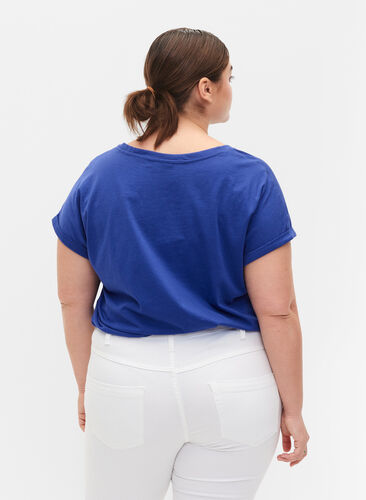Zizzi Lyhythihainen t-paita puuvillasekoitteesta, Royal Blue, Model image number 1