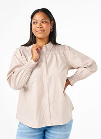Raidallinen paita rypytyksellä, Silver Mink Wh. St., Model