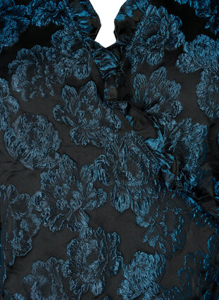 Zizzi Jakardikankaasta valmistettu pusero 3/4-hihoilla, Black Blue, Packshot image number 2