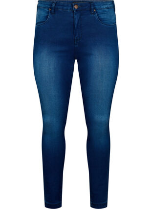 Zizzi Superkapeat Amy-farkut korkealla vyötäröllä, Blue Denim, Packshot image number 0