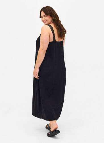 Zizzi Midi-pituinen olkainmekko viskoosista ja pitsistä, Black, Model image number 1