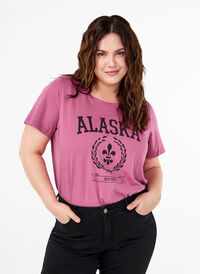 Puuvillainen T-paita tekstikuviolla, Malaga W. ALASKA, Model