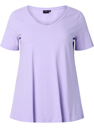 Zizzi Yksivärinen perus t-paita puuvillasta, Lavender, Packshot image number 0
