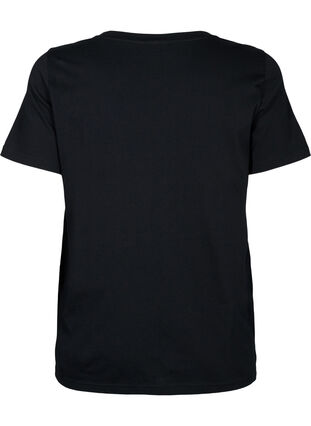 Zizzi Puuvillainen t-paita, jossa on paljetteja, Black W. Be free, Packshot image number 1